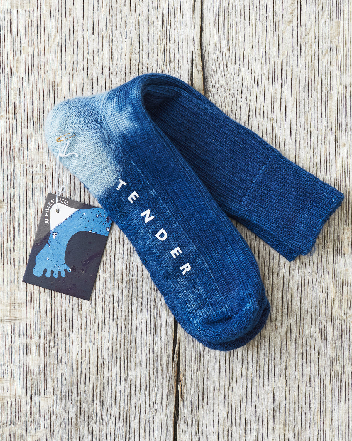 Tender Rib Socks Wool Yarn Achilles' Heel Indigo Dyed
