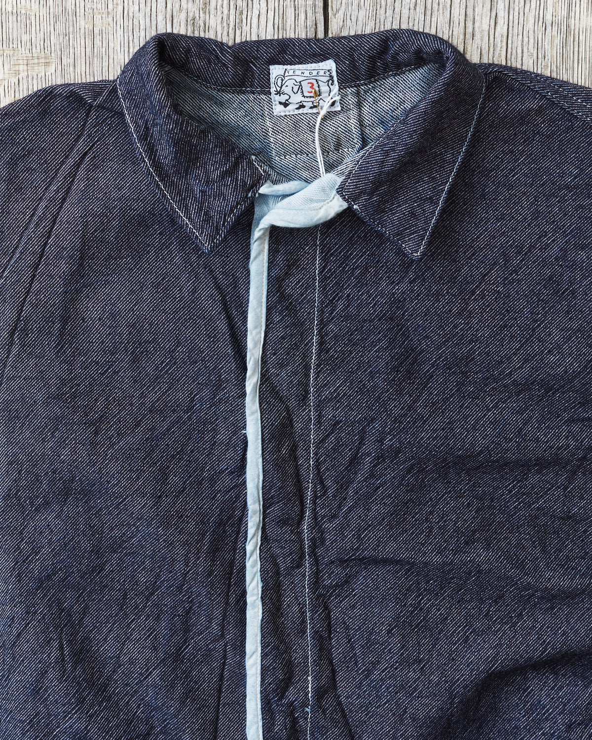Tender 464 Webbing Fly Shirt Saddened Wattle Dyed 10oz Cross Weave Denim