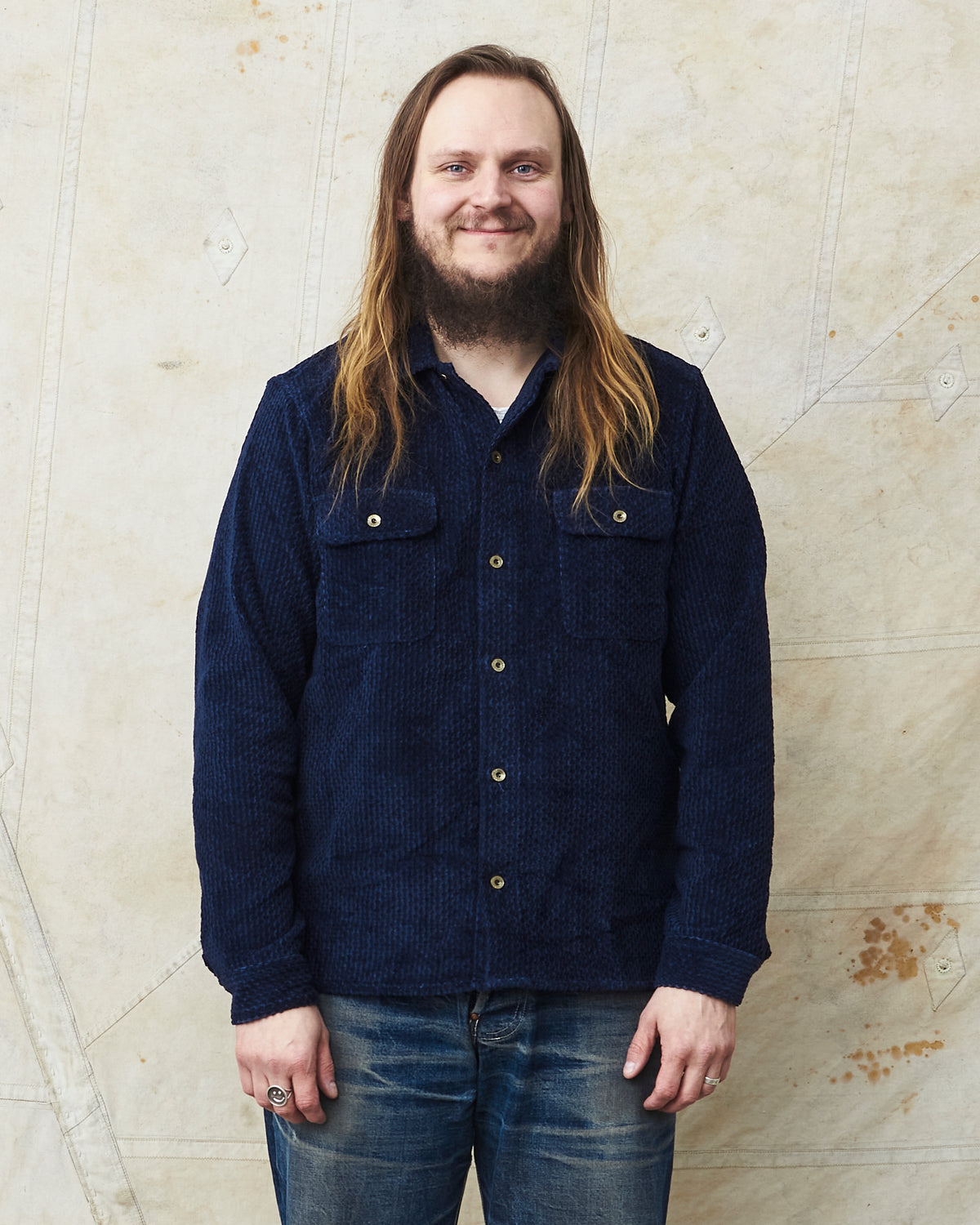 Indigofera Webster Shirt Dobby Corduroy Navy