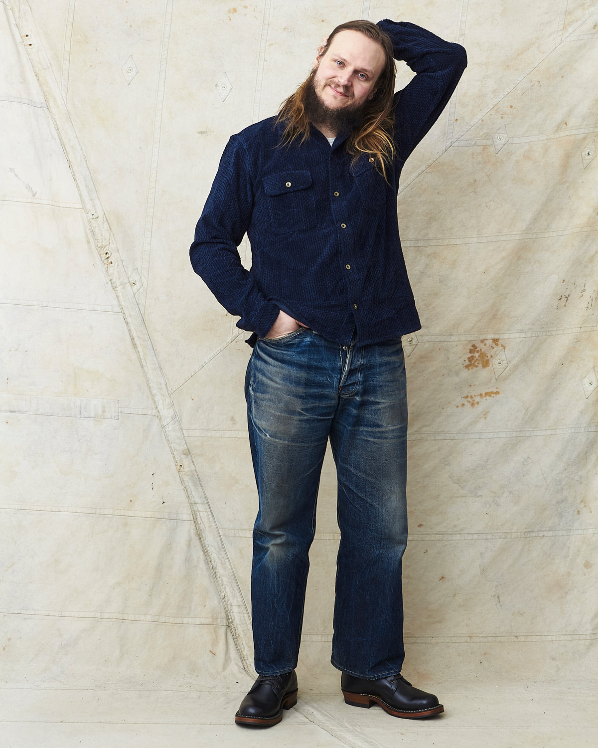 Indigofera Webster Shirt Dobby Corduroy Navy