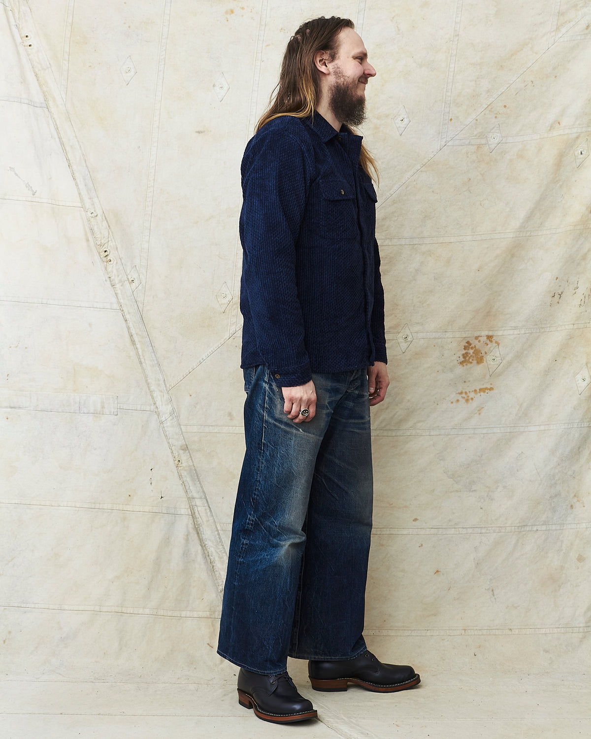 Indigofera Webster Shirt Dobby Corduroy Navy