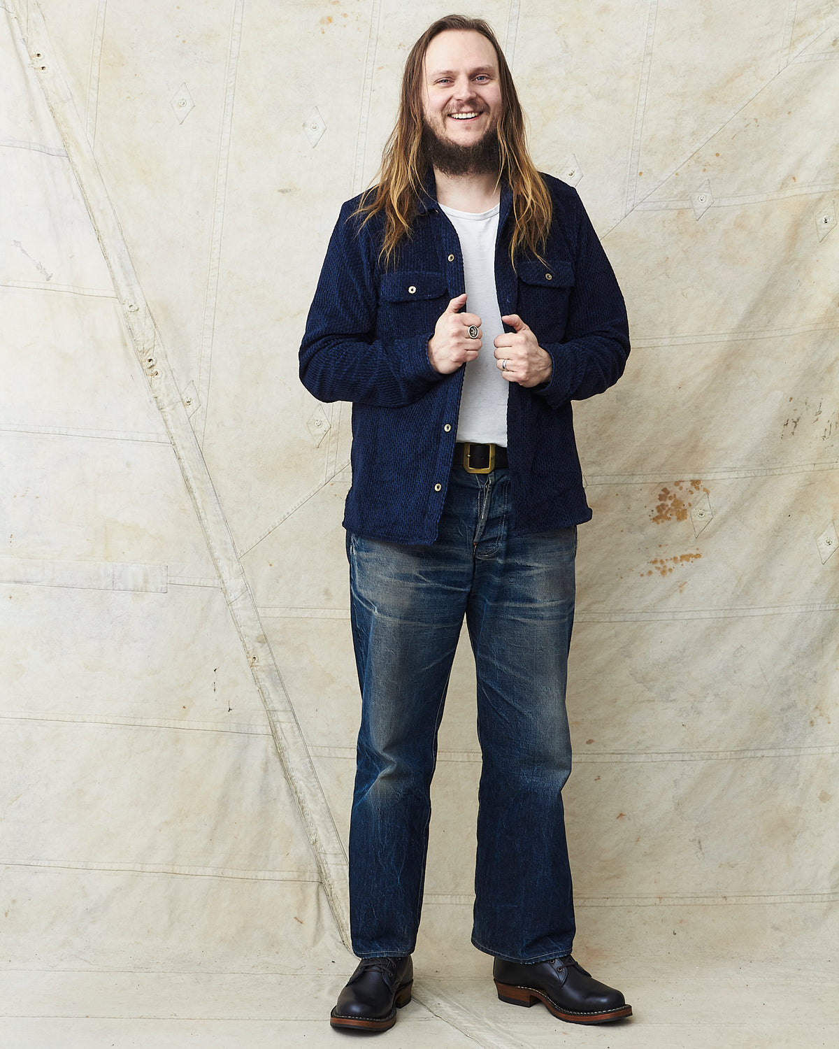 Indigofera Webster Shirt Dobby Corduroy Navy