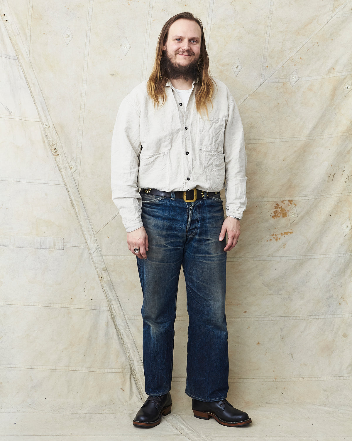 Tender 410 Three Pocket Square Tail Shirt Rinse Cotton & Linen