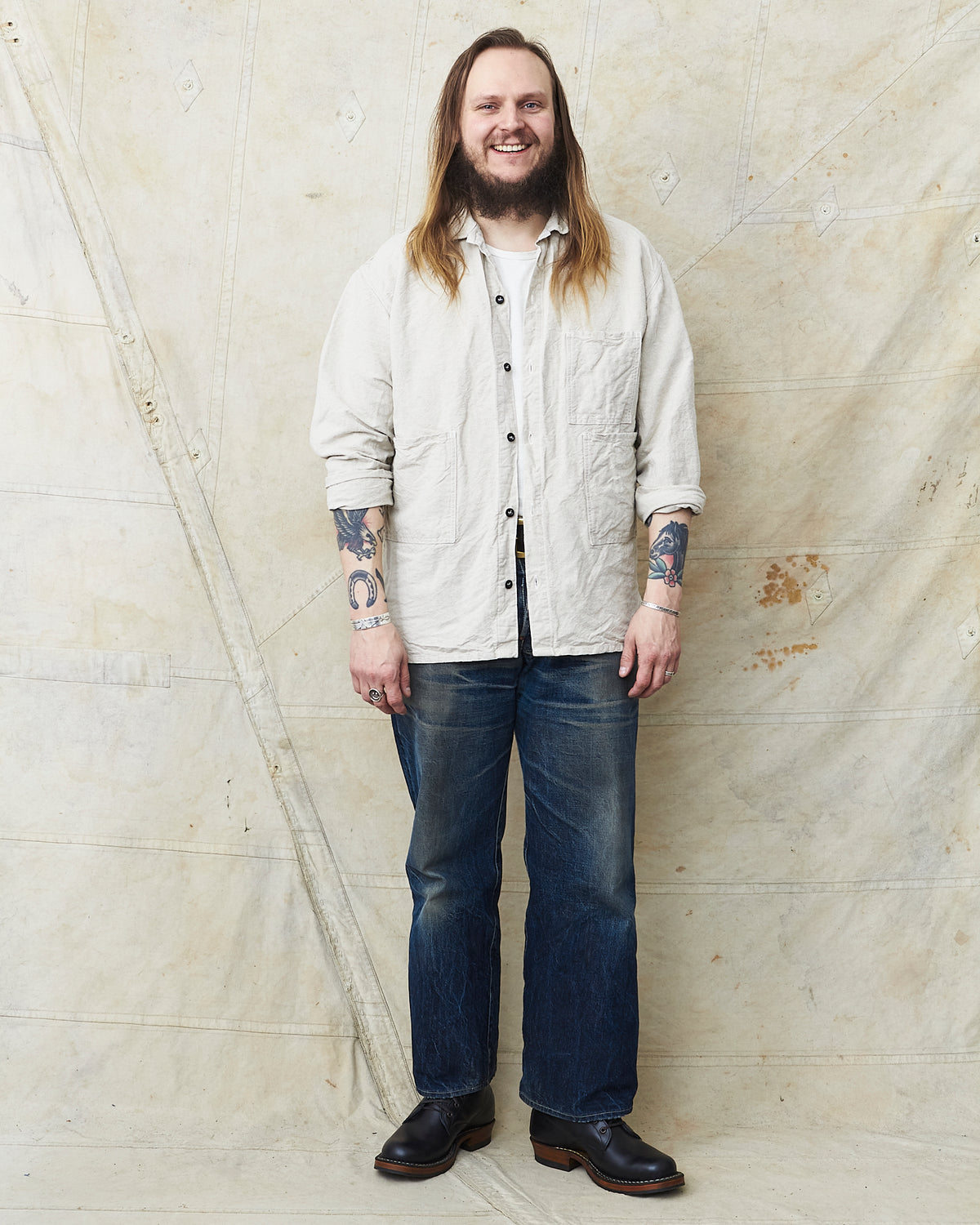 Tender 410 Three Pocket Square Tail Shirt Rinse Cotton & Linen