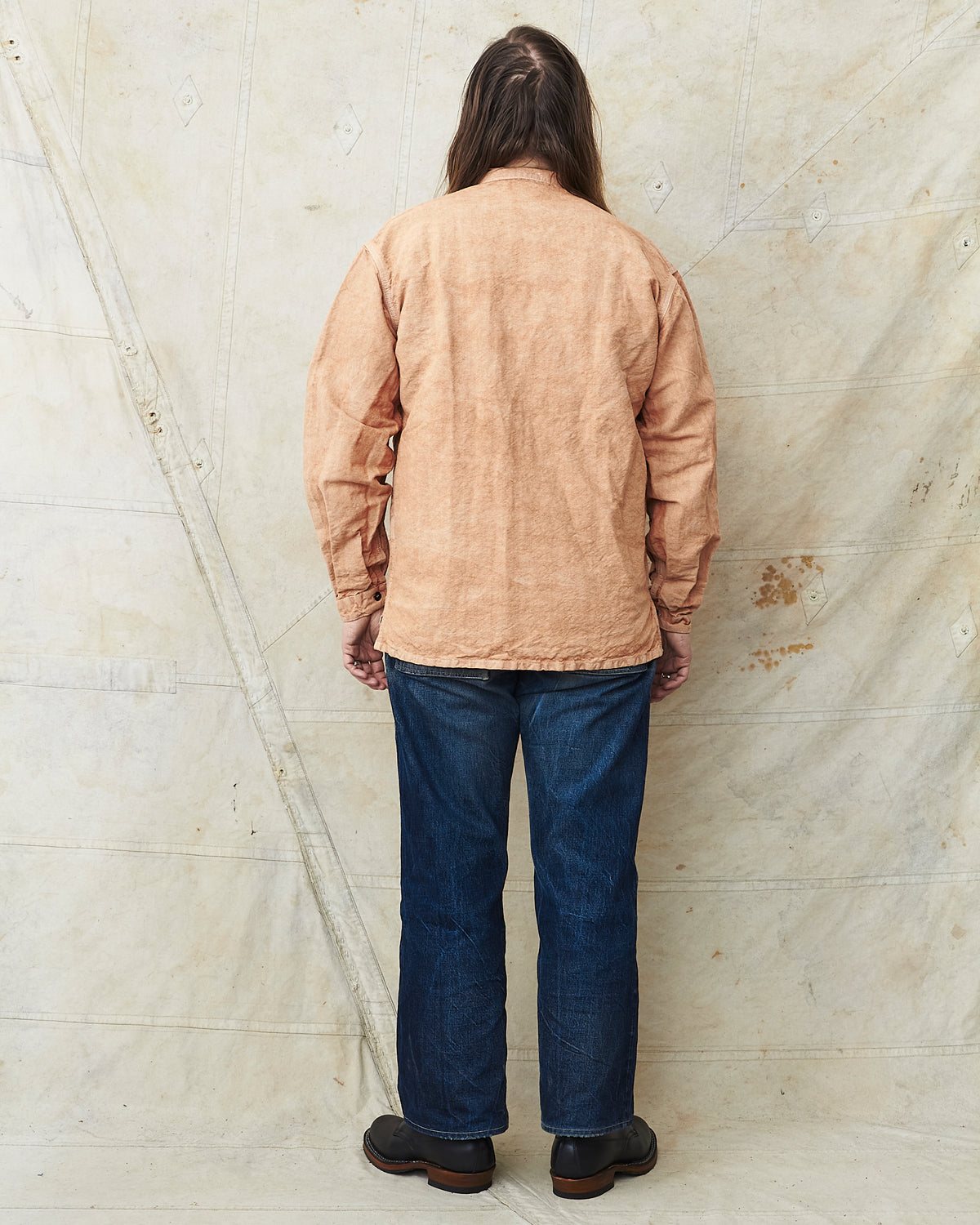 Tender 410 Three Pocket Square Tail Shirt Red Ochre Cotton & Linen