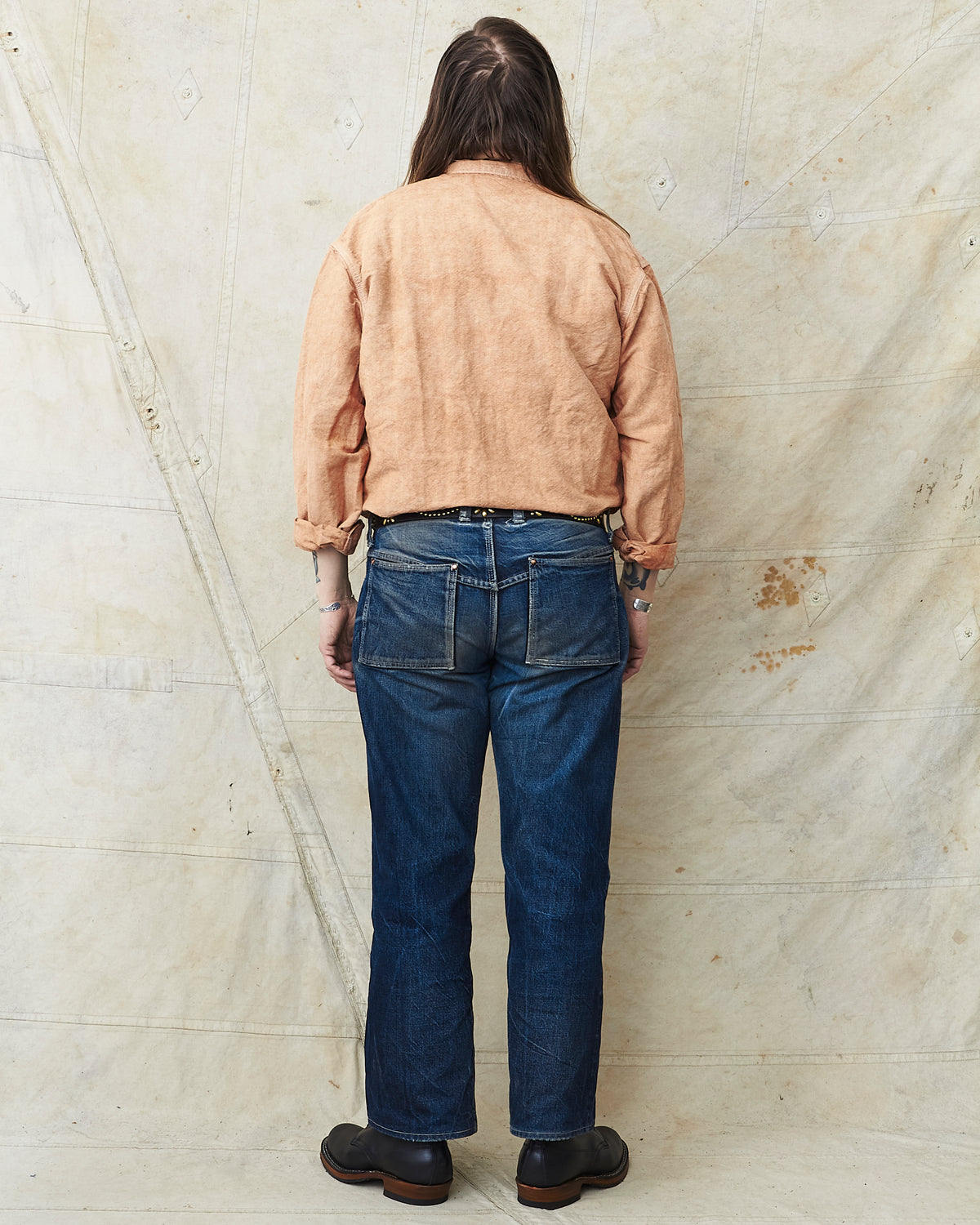 Tender 410 Three Pocket Square Tail Shirt Red Ochre Cotton & Linen