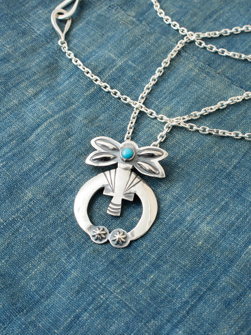 Larry Smith Butterfly Naja Silver Pendant Turquoise NL-0106