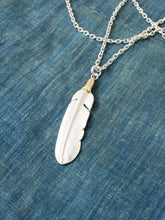 Larry Smith Eagle Head Feather Silver Pendent With 18K Gold Accent EFNL-0041-L