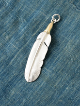 Larry Smith Eagle Head Feather Silver Pendent With 18K Gold Accent EFNL-0041-L