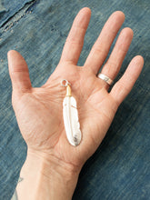 Larry Smith Eagle Head Feather Silver Pendent With 18K Gold Accent EFNL-0041-L