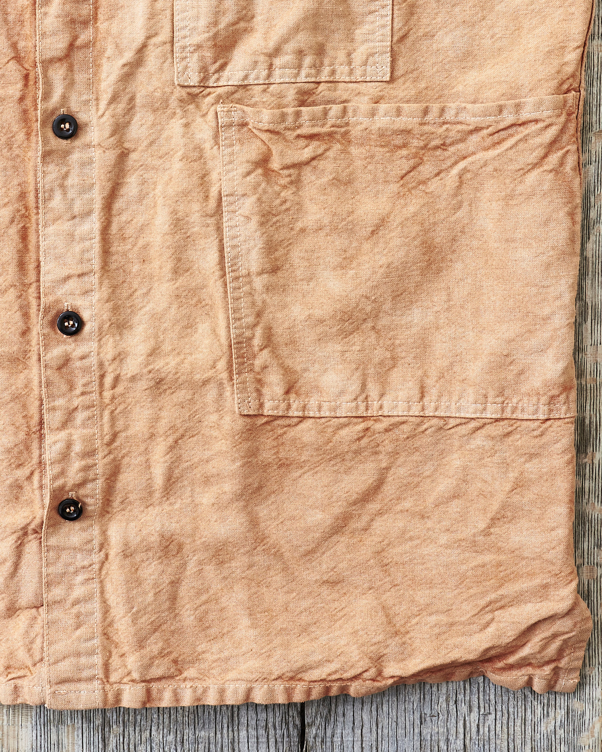 Tender 410 Three Pocket Square Tail Shirt Red Ochre Cotton & Linen