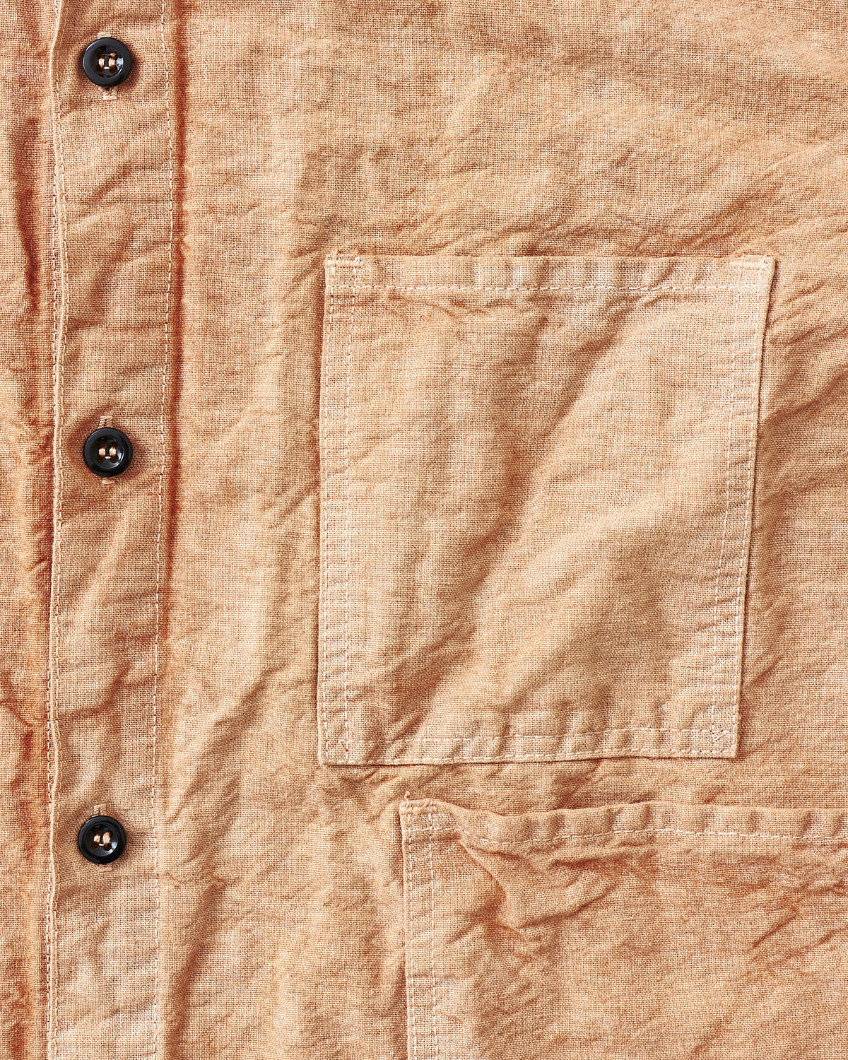 Tender 410 Three Pocket Square Tail Shirt Red Ochre Cotton & Linen