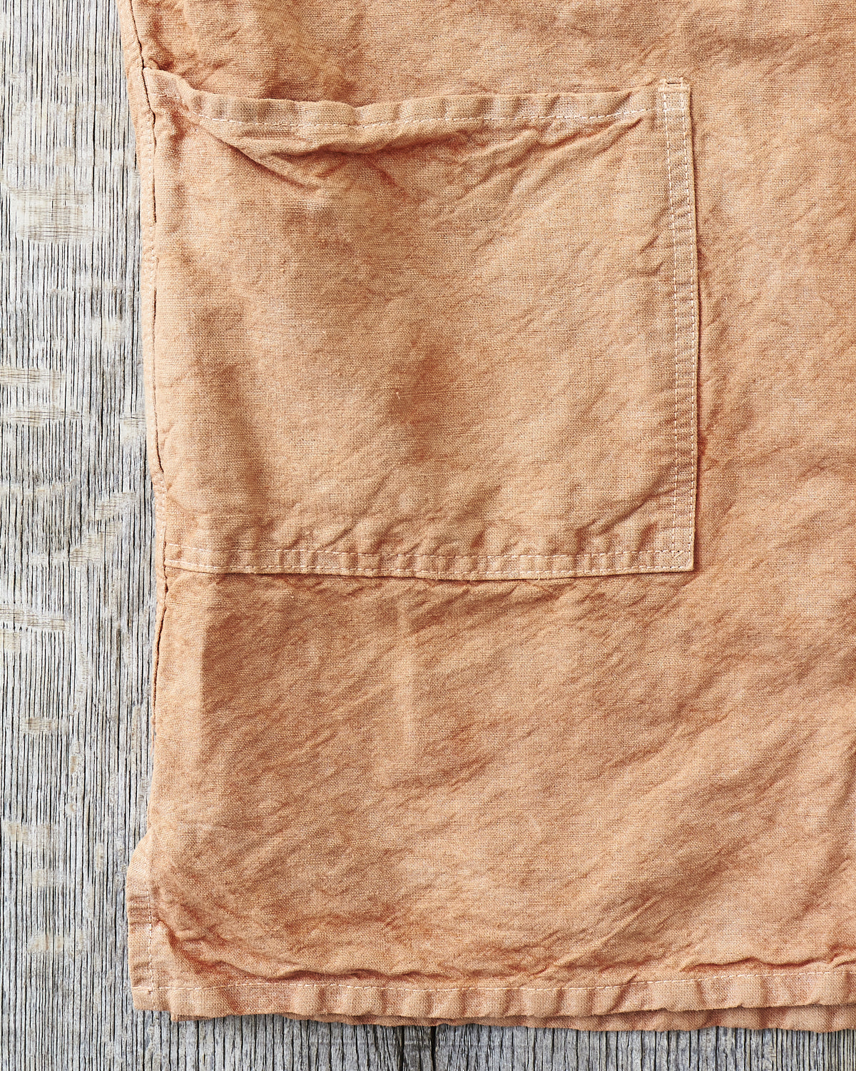 Tender 410 Three Pocket Square Tail Shirt Red Ochre Cotton & Linen