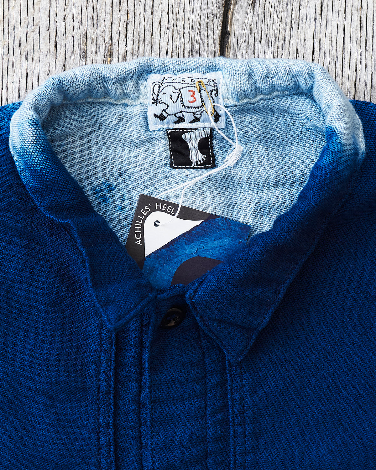 Tender 479 Short Sleeve Square Tail Yoke Pocket Shirt Cotton Sateen Achilles Heel Indigo