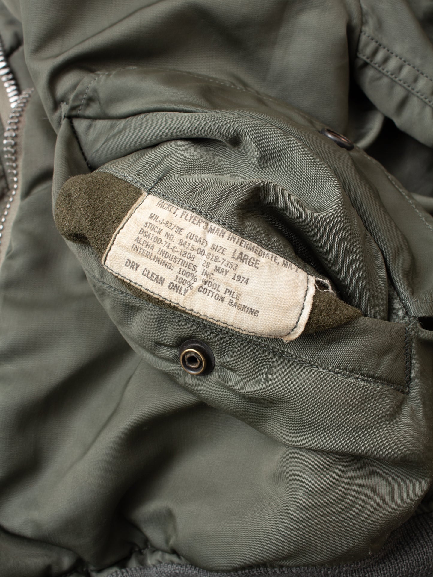 Vintage Alpha Industries USAF 1974 MA-1 Jacket Size Large