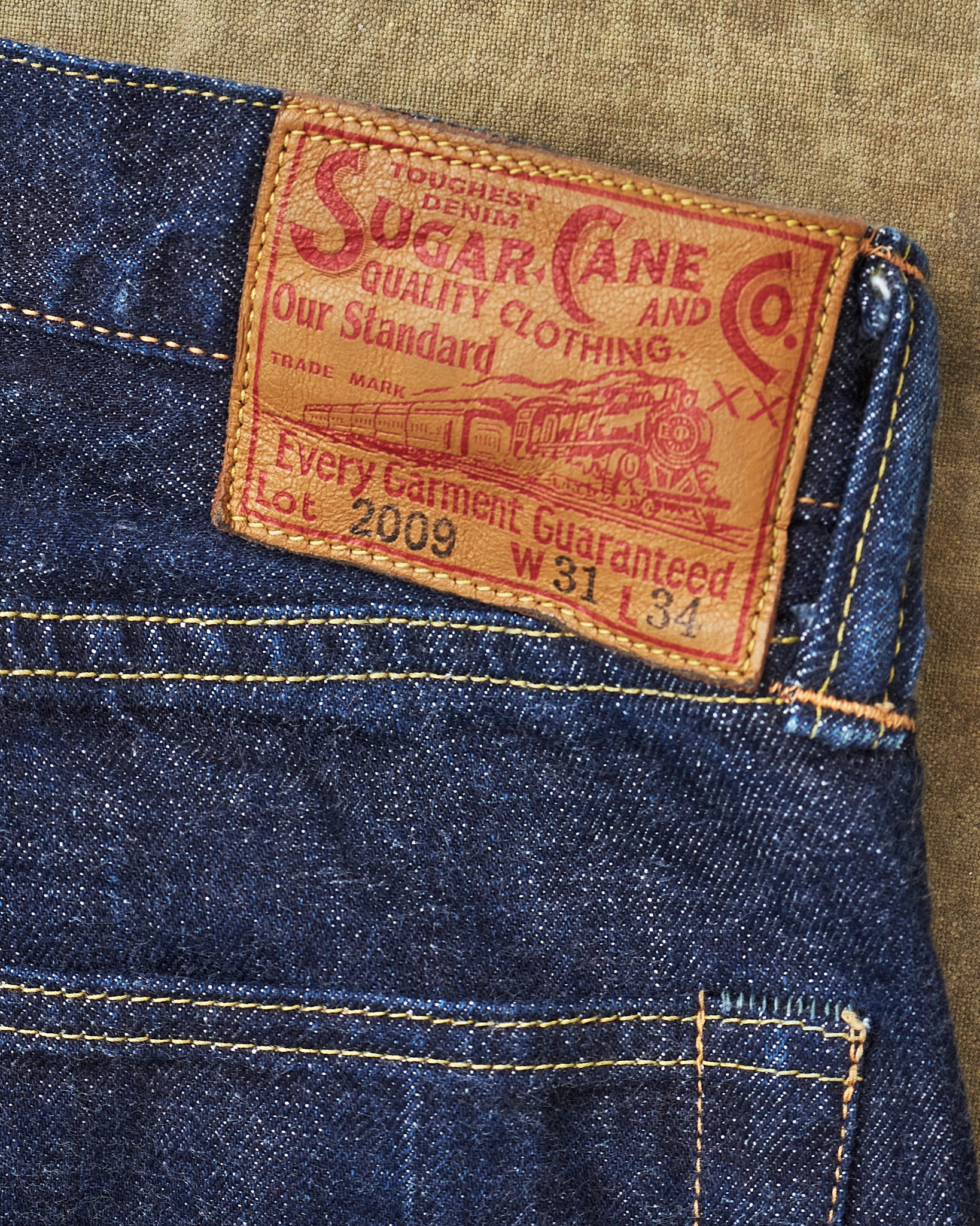 【新品未使用】Sugar Cane Lot 2009 W31 L34 Second Hand Sugar Cane & Co. Lot 2009 Slim Straight One Wash