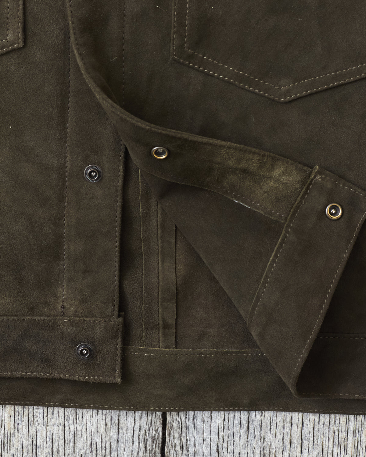 Indigofera Cooper Jacket Goat Skin Suede Dark Olive