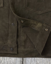 Indigofera Cooper Jacket Goat Skin Suede Dark Olive