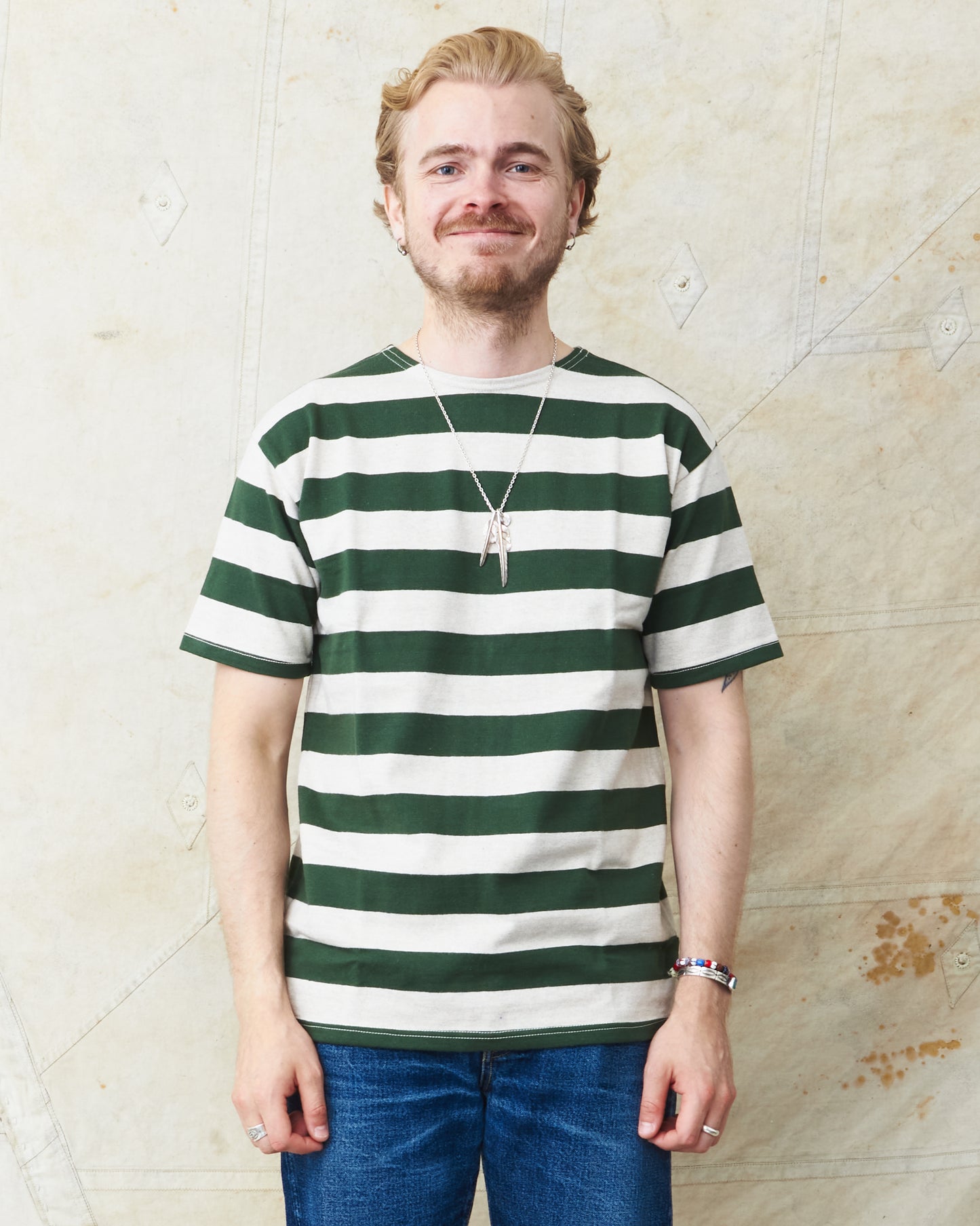 Warehouse & Co. Lot 4050 Short Sleeve Shirt Green / Oatmeal