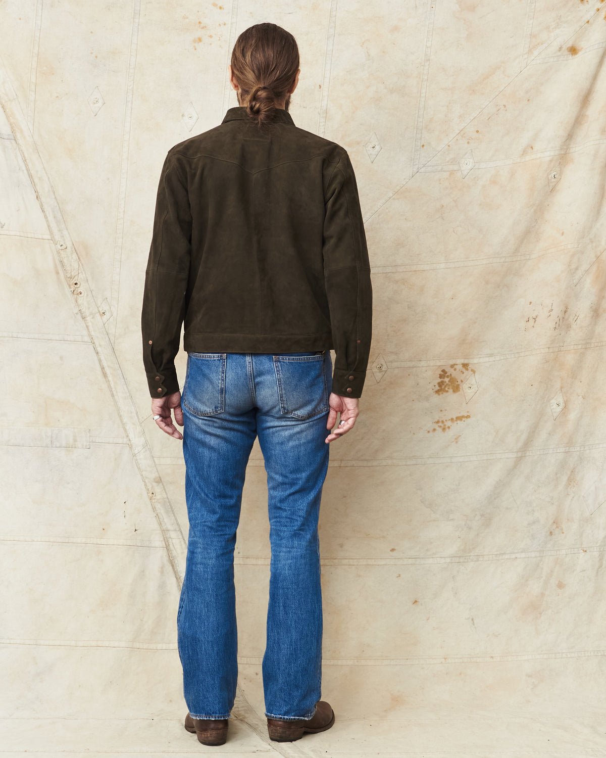 Indigofera Cooper Jacket Goat Skin Suede Dark Olive