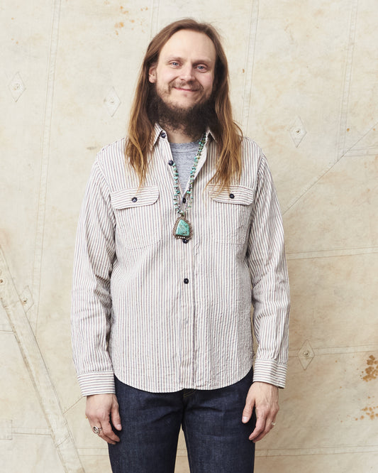 Sugar Cane & Co Dobby Stripe Work Shirt SC29146