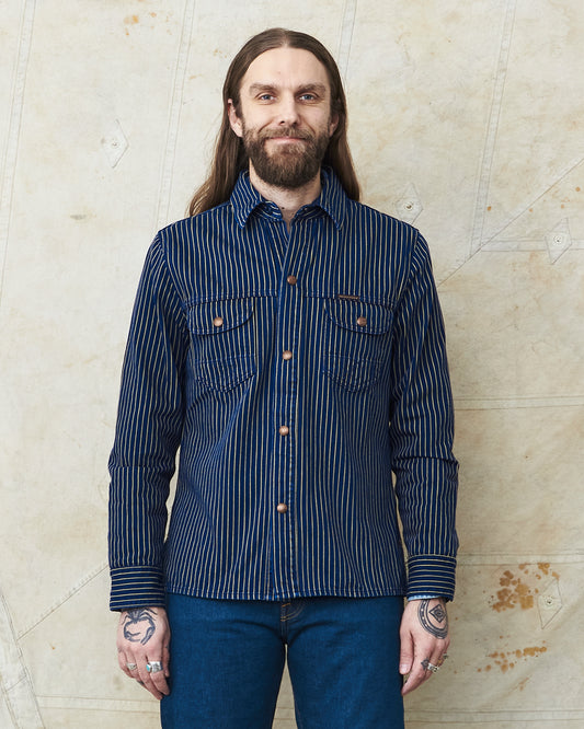 Indigofera Copeland Jacket Single Stripe Indigo Beige