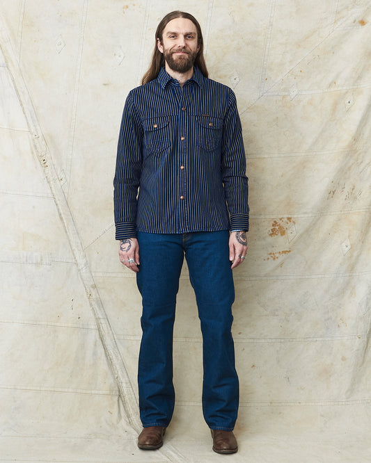 Indigofera Copeland Jacket Single Stripe Indigo Beige