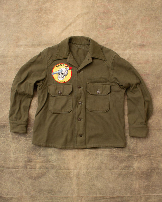 Vintage US Army Wool Shirt With U.S.S. COD Patch