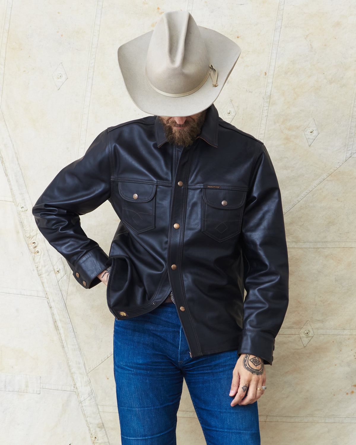 Indigofera Copeland Shirt Black Leather Teacore