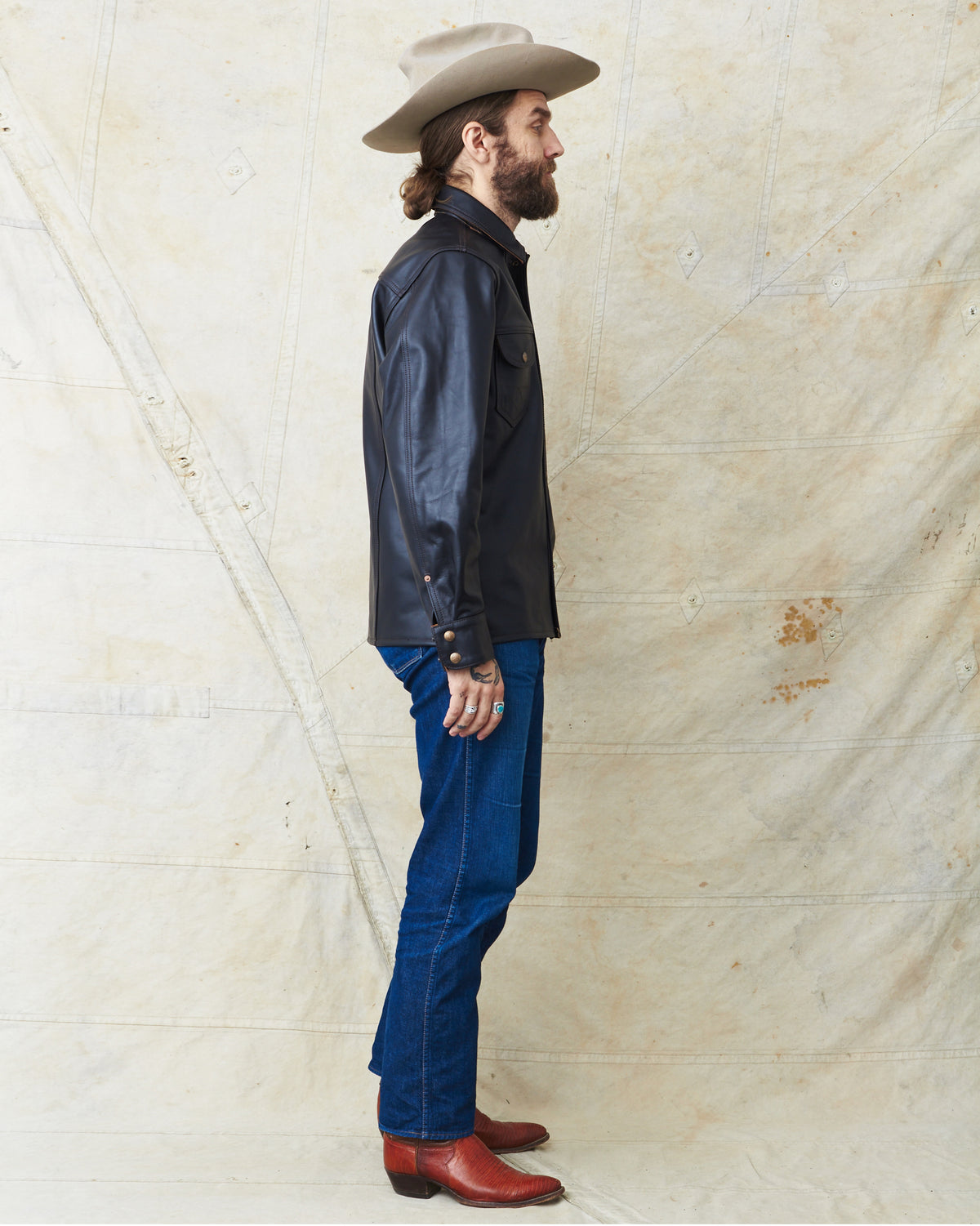 Indigofera Copeland Shirt Black Leather Teacore