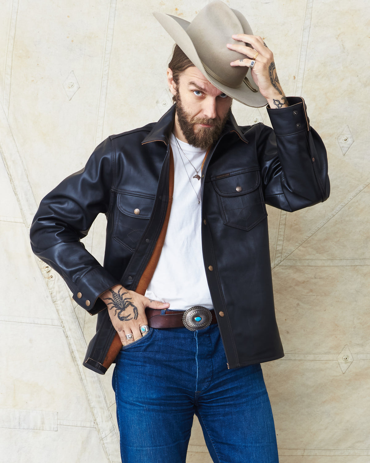 Indigofera Copeland Shirt Black Leather Teacore