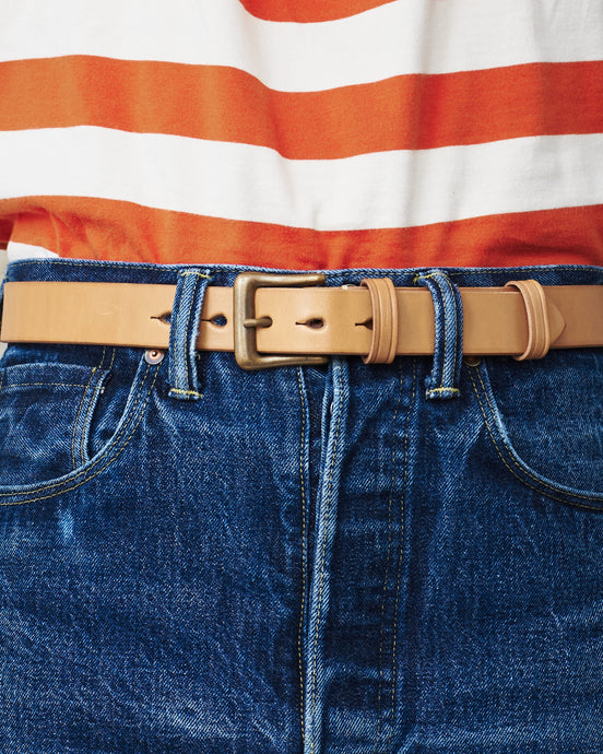 Lone Wolf Leathers Belt Horween Chromexcel Oval Brass Buckle