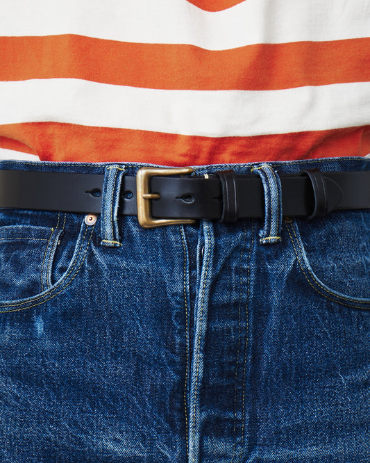 Warehouse & Co Slim Leather Belt Black
