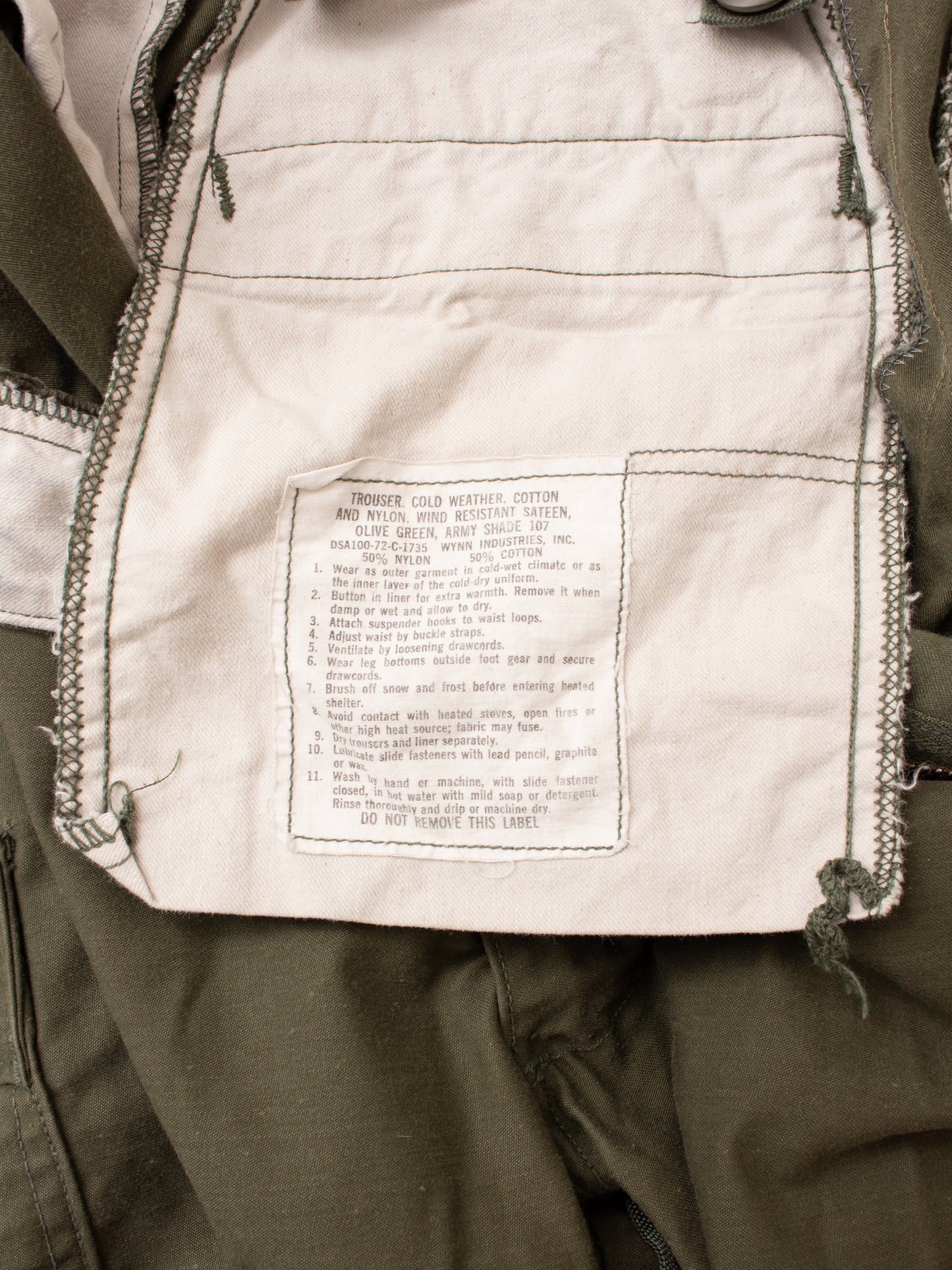 Vintage 1972 US Army M-65 Trouser Cold Weather