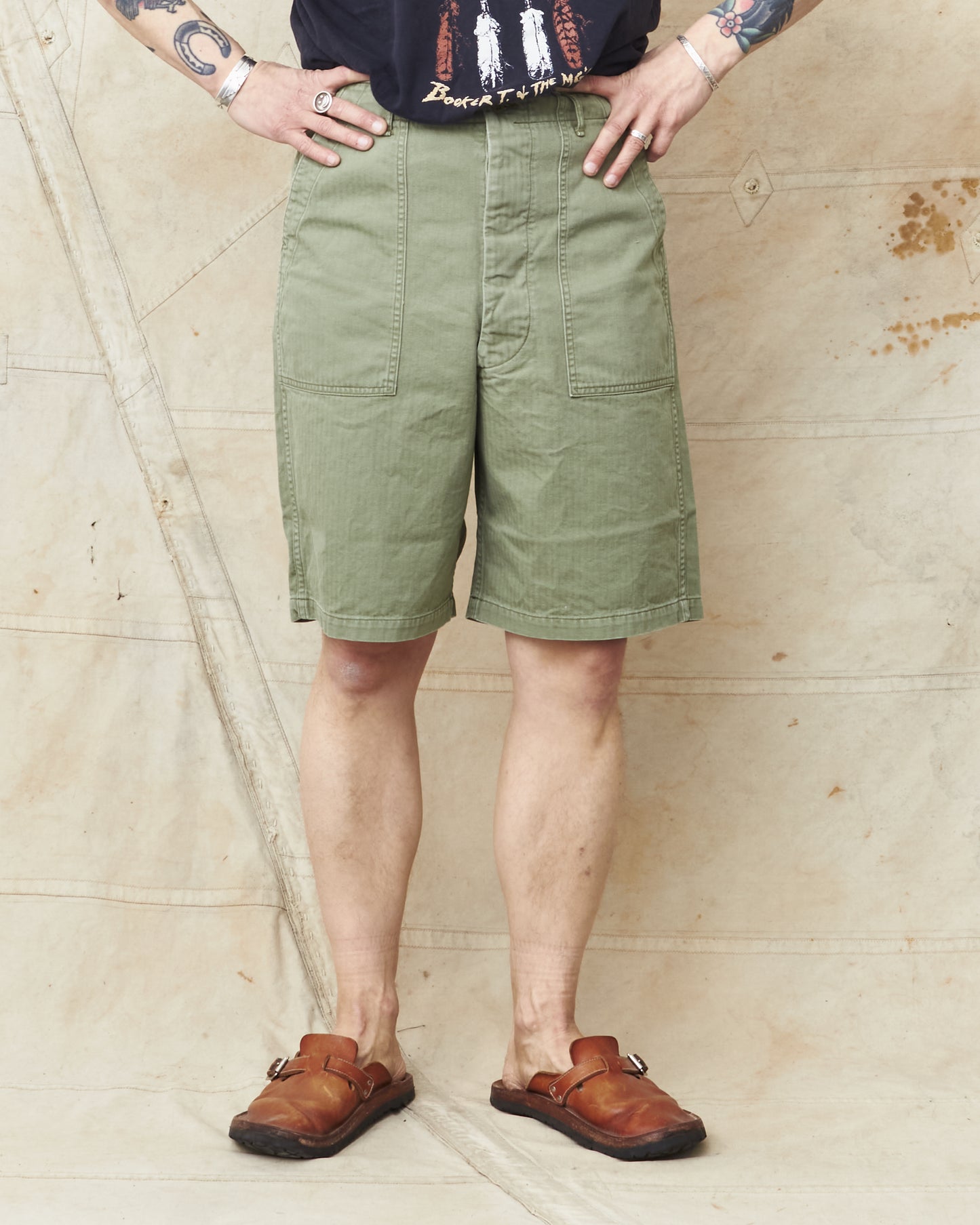 OrSlow 7103 Herringbone Twill Summer Fatigue Shorts Green