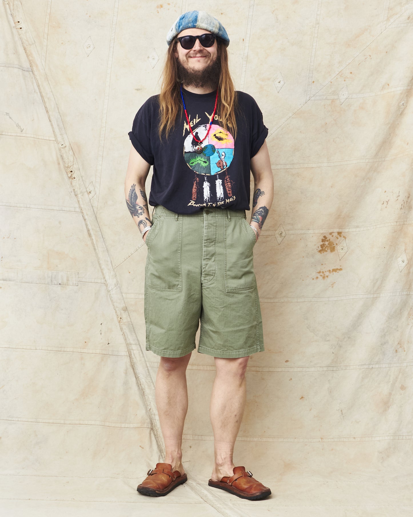 OrSlow 7103 Herringbone Twill Summer Fatigue Shorts Green