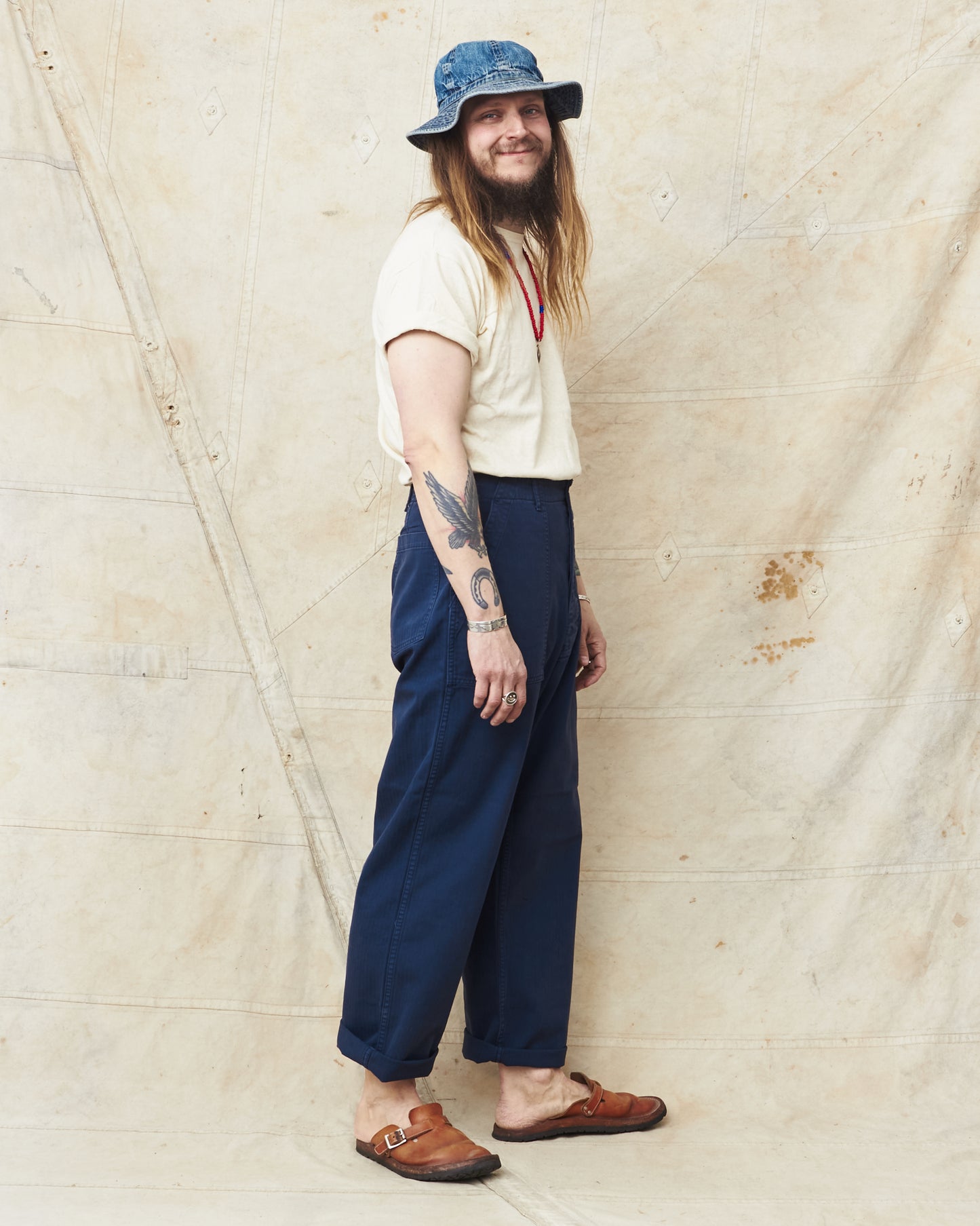 OrSlow 5103 Herringbone Summer Fatigue Trousers Navy