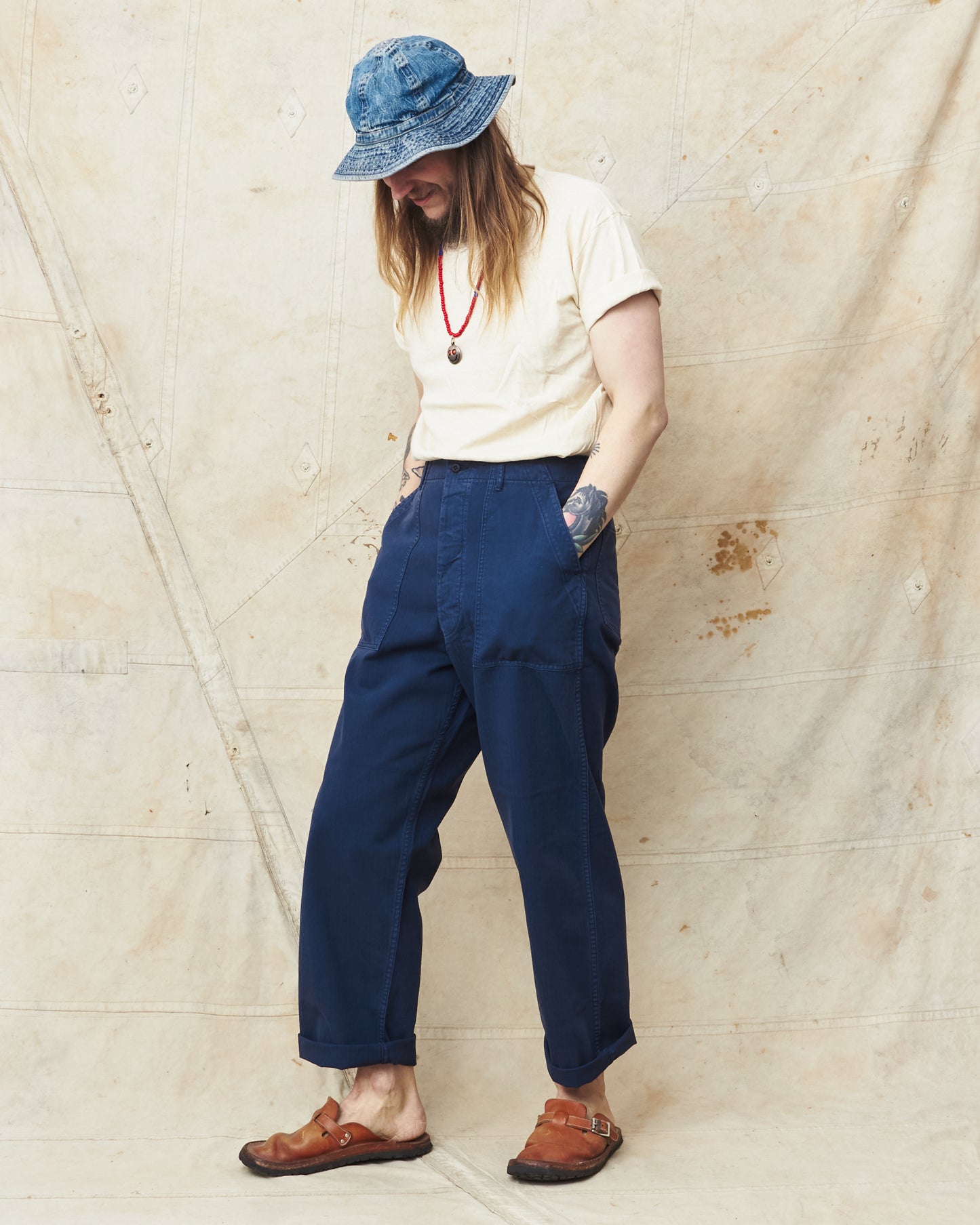 OrSlow 5103 Herringbone Summer Fatigue Trousers Navy
