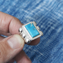 Larry Smith 6 Point Rectangle Turquoise Ring RG-0073