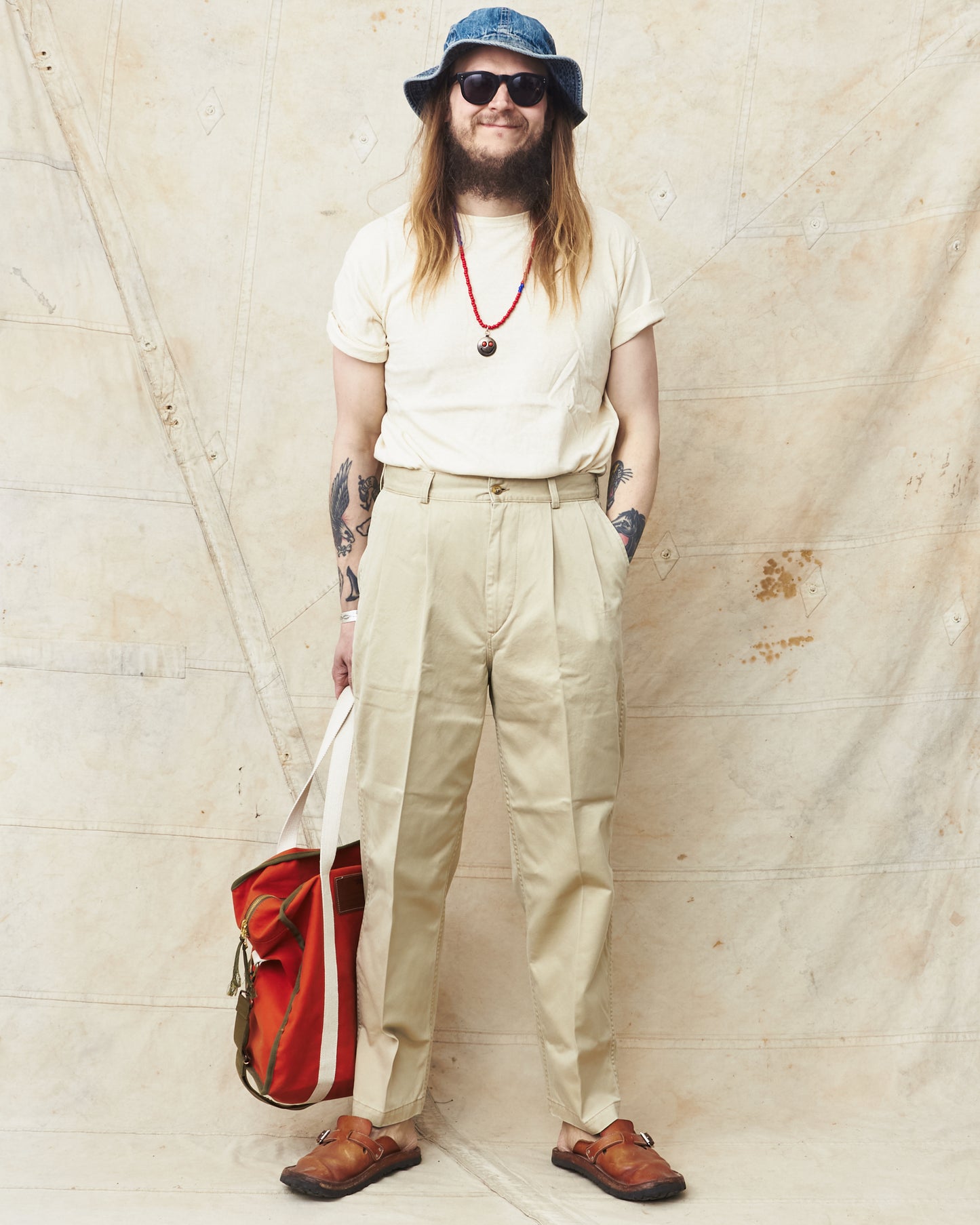 OrSlow 5021 Two Tuck Wide Trousers Khaki