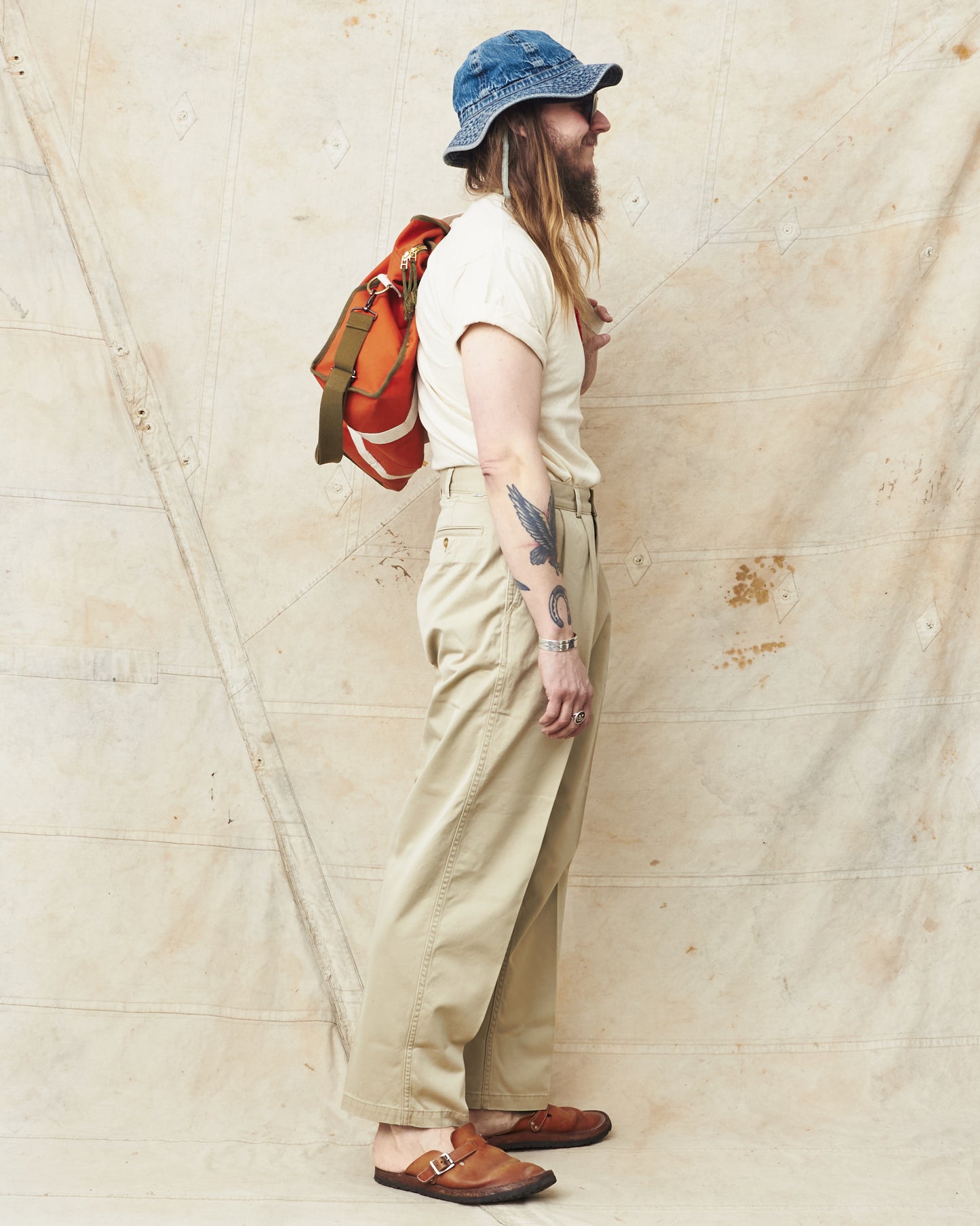 OrSlow 5021 Two Tuck Wide Trousers Khaki