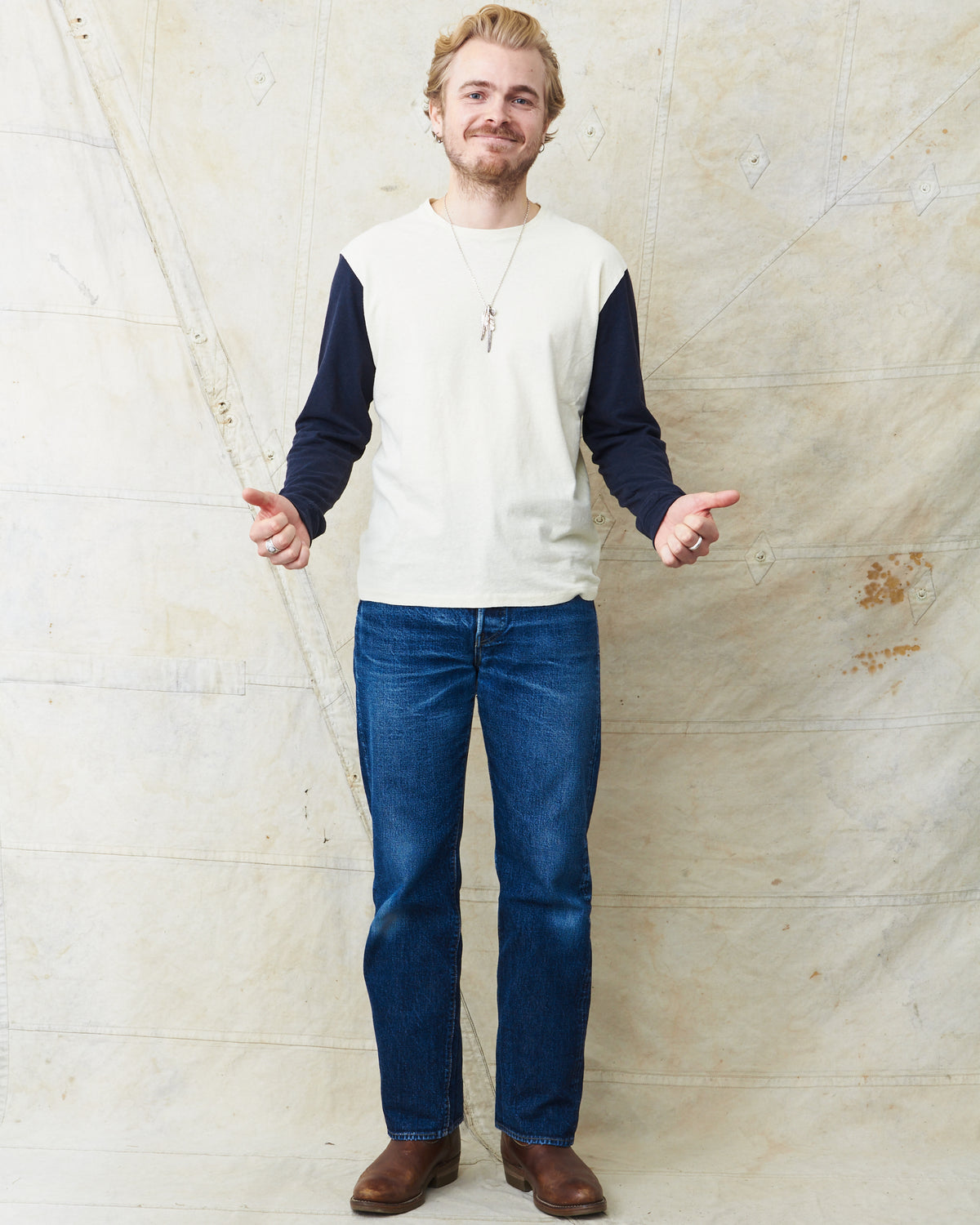 Indigofera Dale Sweater Vintage White / Marshall Black