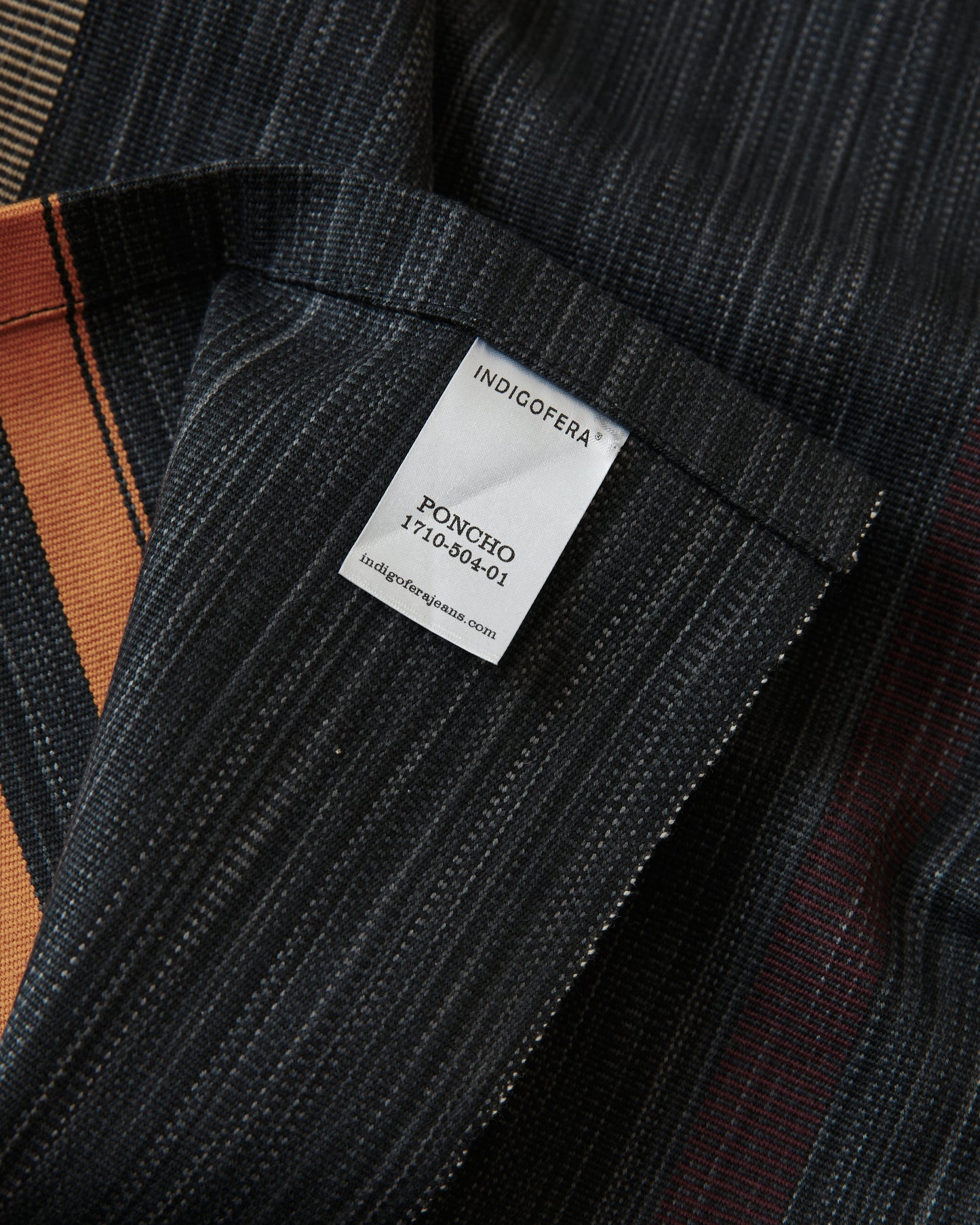 Indigofera Poncho Japanese Cotton/Wool Grey/Orange/Wine