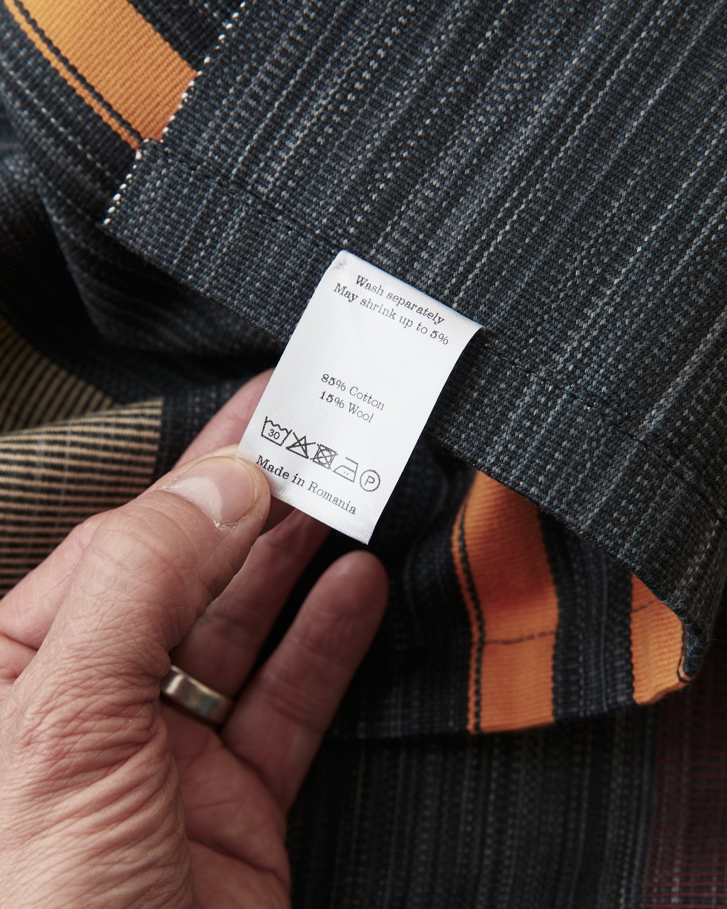 Indigofera Poncho Japanese Cotton/Wool Grey/Orange/Wine