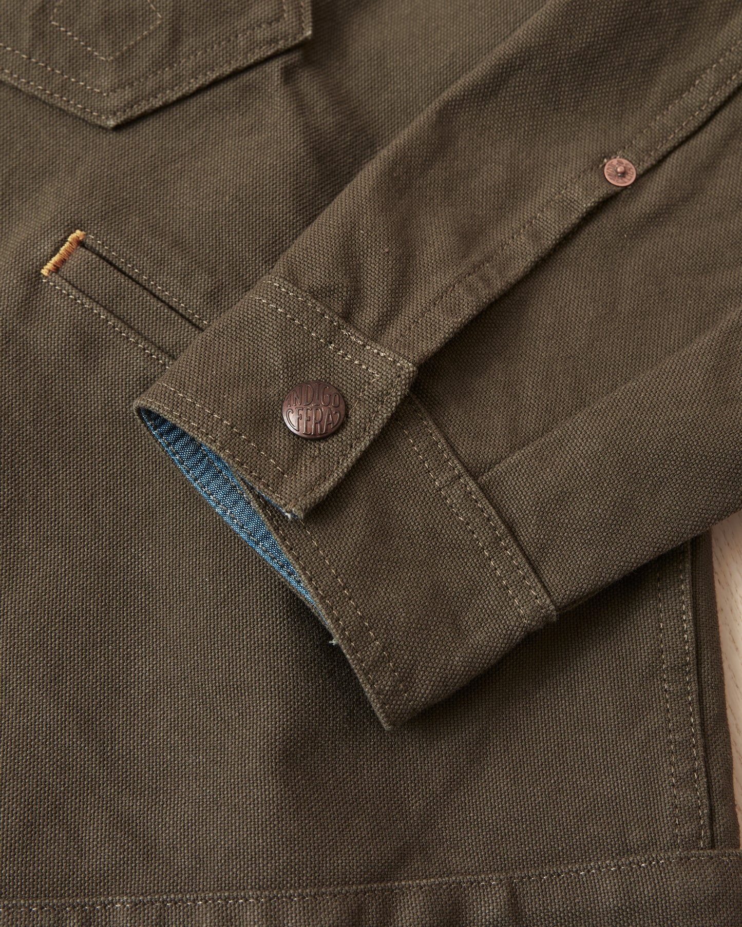 Indigofera Fargo Quarter Jacket Smithson Canvas Dark Olive