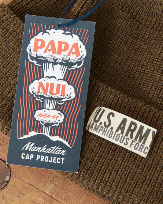 Papa Nui Cap Co. Amphibious Forces Watch Cap Khaki Wool