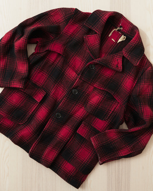 Vintage 1950's Buffalo Plaid Wool Hunting Jacket