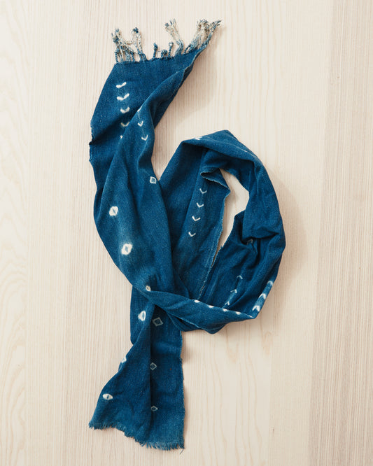 African Indigo Textile Resist Dye Scarf no. 2