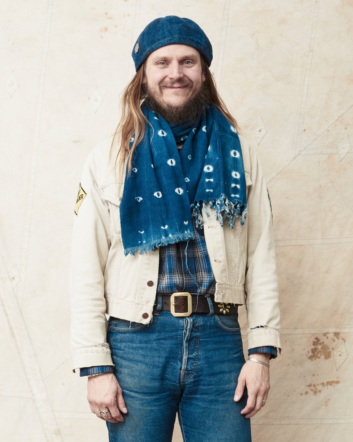 African Indigo Textile Resist Dye Scarf no. 3