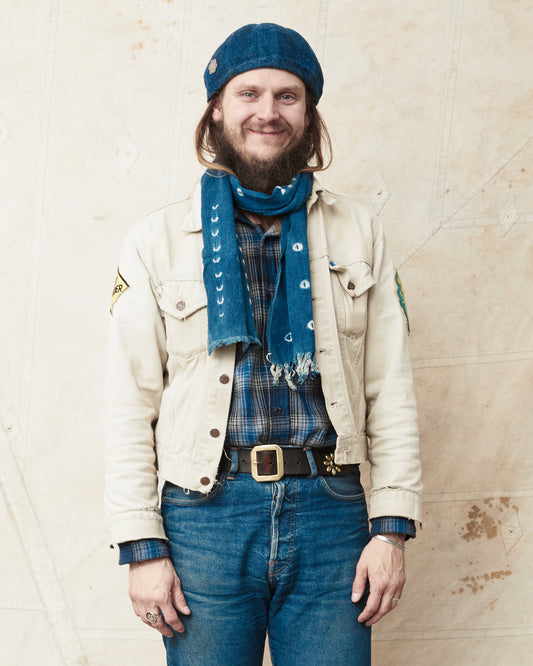 African Indigo Textile Resist Dye Scarf no. 5